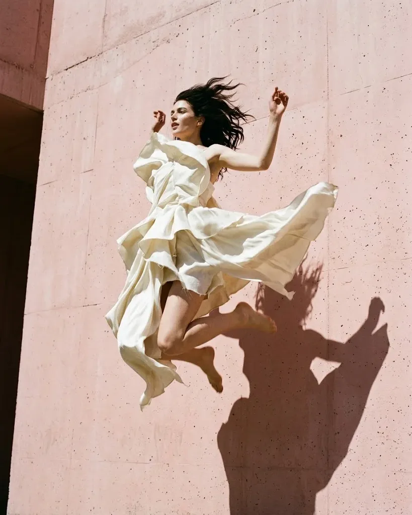 Fashion editorial mid-jump by Nano Banana 2